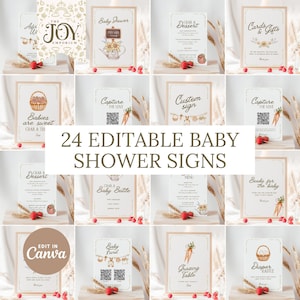 24 Locally Grown Baby Shower Sign Bundle | Editable Farm Market Signs | Fun Games & Decorations for Your Event | Rustic Baby Shower Bundle