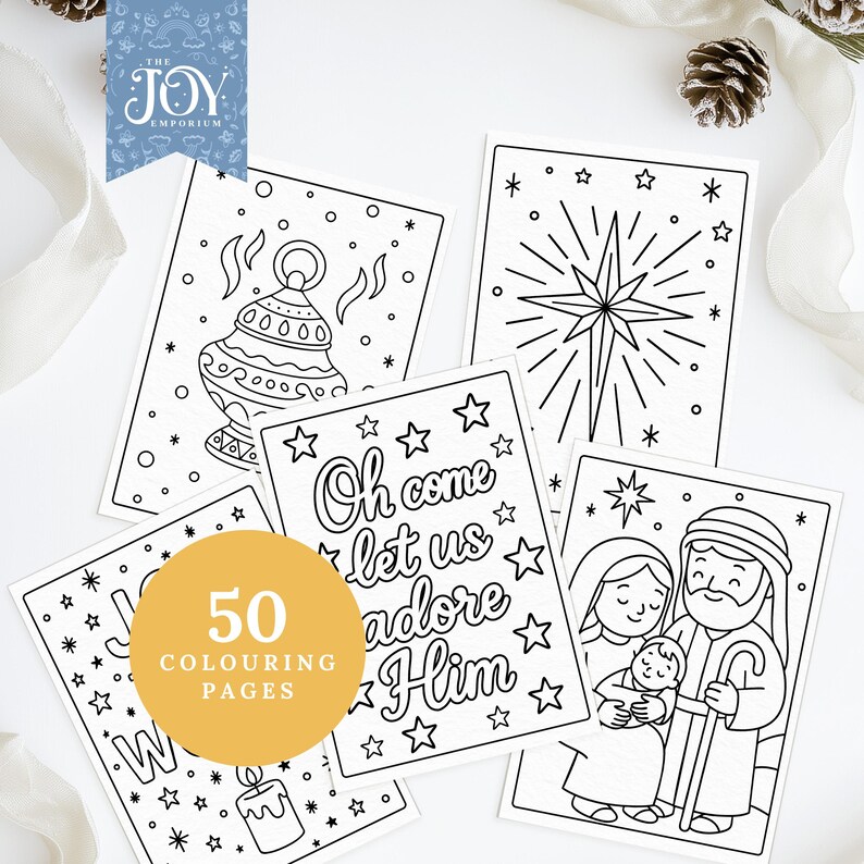 This Christian Christmas colouring collection includes incense artwork, a radiant Christmas star, “Oh Come Let Us Adore Him” Bible verse colouring, and the Holy Family Nativity scene. A beautiful Nativity printable set perfect for religious Christmas activities, Sunday School crafts, Baby Jesus colouring pages, and family holiday colouring traditions.