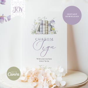A New Chapter Bridal Shower Sign | Editable Custom Sign | Book Theme Decor, Instant Download for Bridal Shower | Personalised Sign