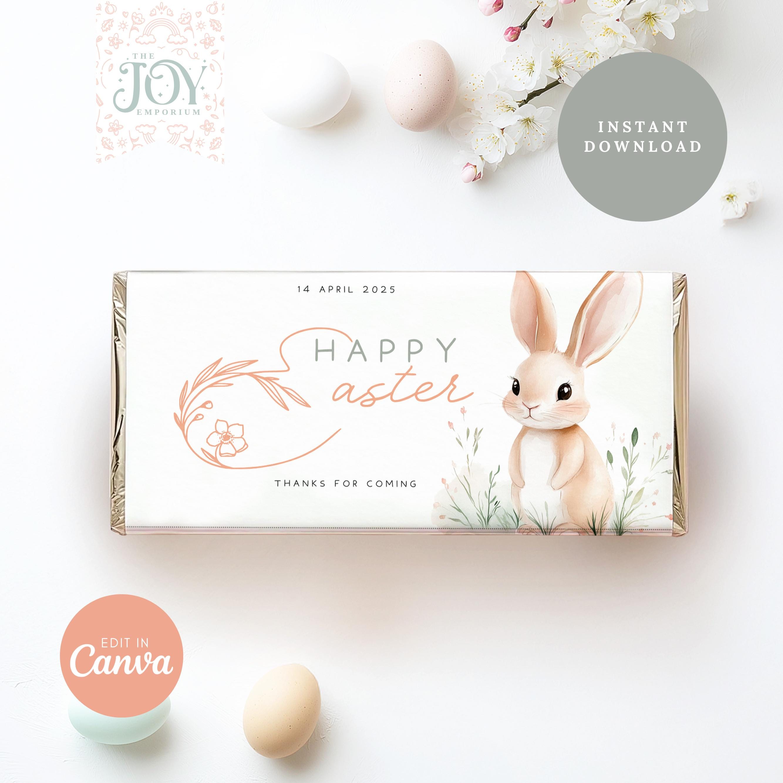Easter Chocolate Wrapper | Printable Bar Template | Easter Favors | Digital Download | Printable Easter Bunny Chocolate Bar Wrapper