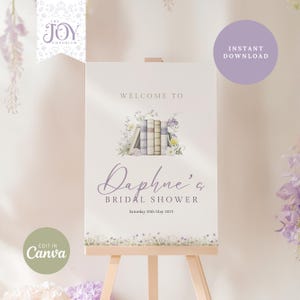 A New Chapter Begins Bridal Shower Sign | Book Theme Welcome Sign | Instant Download Decor | Editable Template | Bridal Shower Welcome