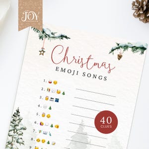 Christmas Songs Emoji Pictionary | Family Fun Game | Holiday Activity for Kids and Adults | Printable Download | Christmas Games