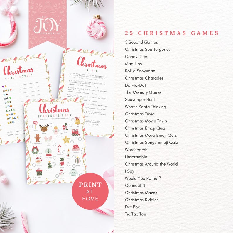 25 Christmas Game Bundle | Printable Family Games | Holiday Party ...