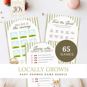Farmers Market Baby Shower Game Bundle: 65+ Printable Activities (Editable Canva Template)