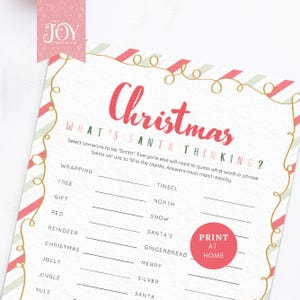 What&#39;s Santa Thinking | Christmas Party Game | Fun Word Game | Christmas Word Game | Holiday Party Game | Fun Christmas Activity for Kids