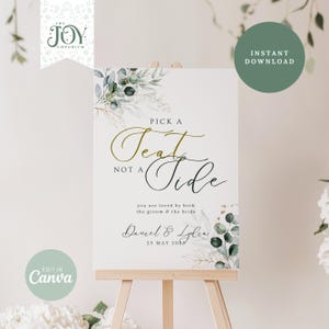 Eucalyptus Wedding Sign: Pick a Seat, Modern Ceremony Welcome (Digital Download)