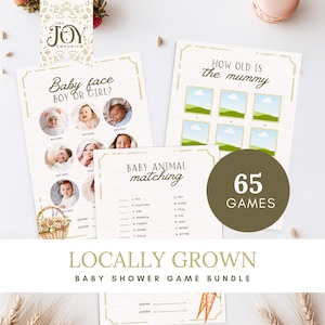 Locally Grown Baby Shower Game Bundle | Editable Farmers Market Activities | Fun Printable Games for Baby Showers | Farmers Market Shower