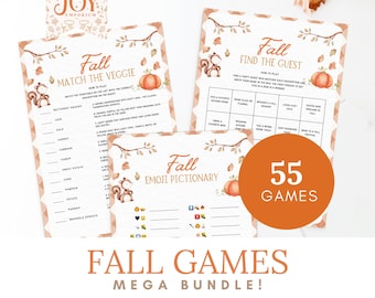 Fall Game Bundle: 55 Autumn Printable Games for Family Fun (PDF Download)