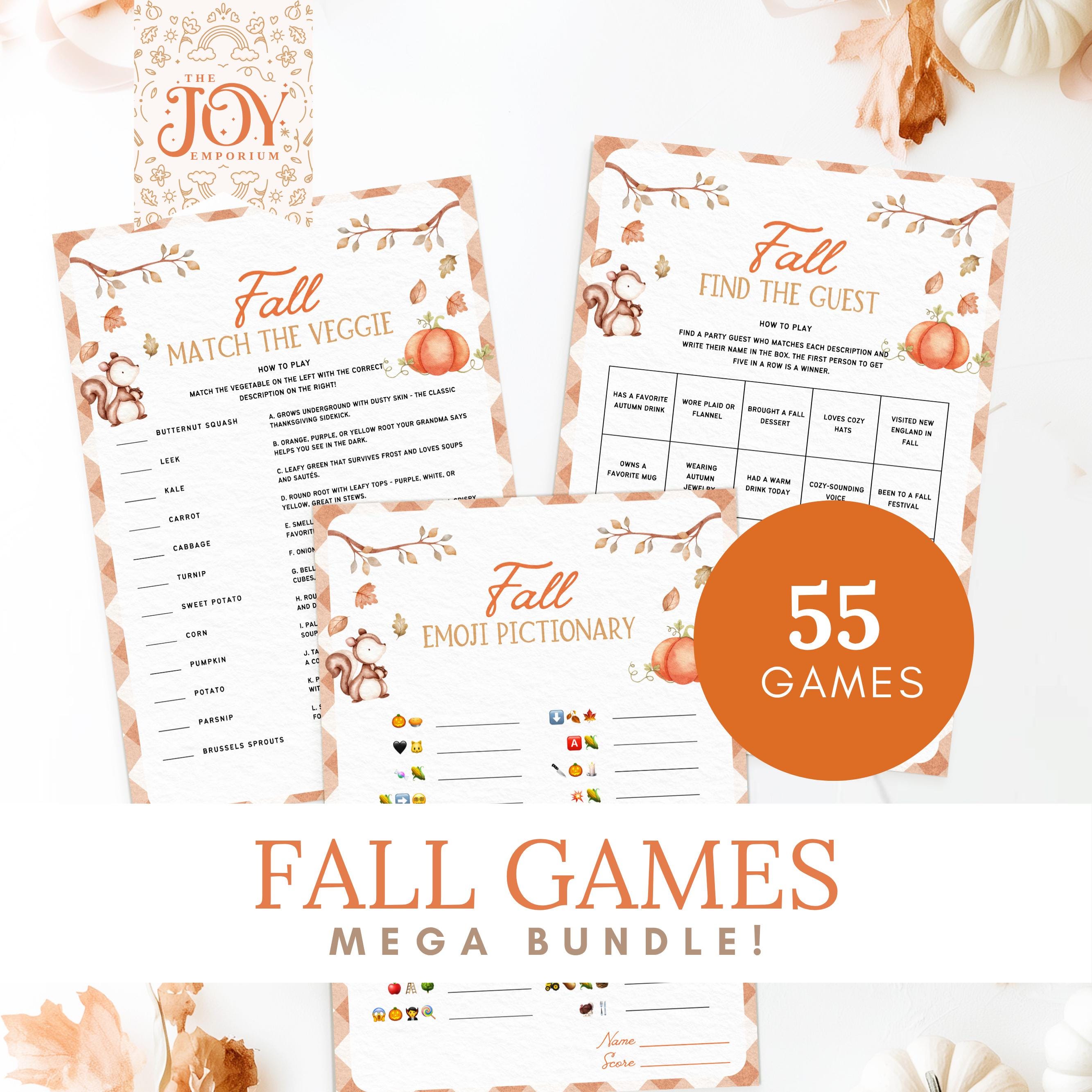 Fall Gme Fall Game Bundle: 55 Autumn Printable Games for Family Fun (PDF ...