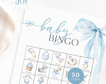 50 Baby Boy Bingo Cards | Printable Baby Shower Game | Instant Download | Blue Baby Shower Bingo | Fun Baby Boy Activities | Baby Sprinkle