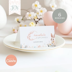 Étiquettes modifiables pour les aliments de Pâques | Décorations de table pour le dîner de Pâques | Cartes personnalisées Tente de nourriture | Téléchargement instantané | Etiquettes alimentaires imprimables