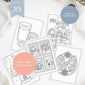 Winter colouring pages with cookies and milk, woodland animals baking, snowman stamps, and cozy houses. Cute printable Christmas colouring sheets for kids and adults. Ideal for holiday crafts, classroom fun, and winter colouring book projects.