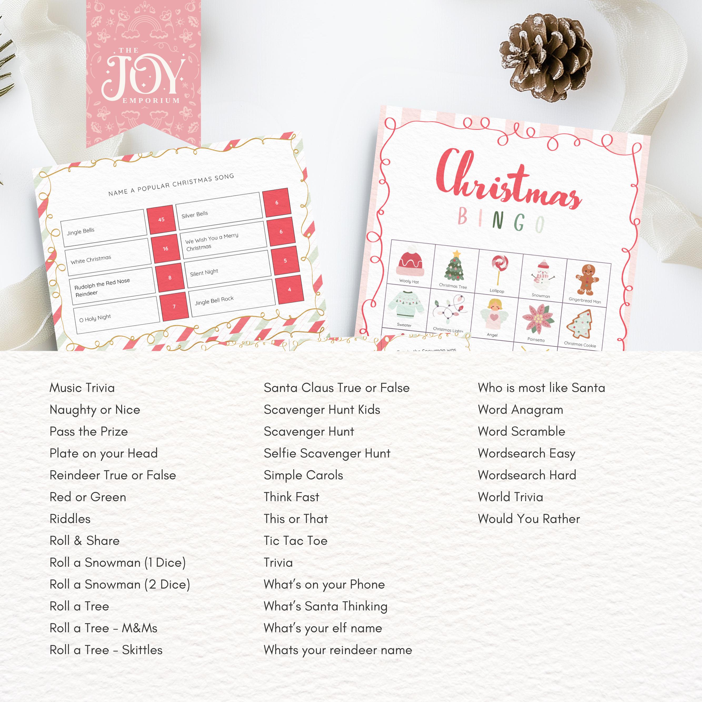64 Christmas Game Bundle | Printable Family Games | Holiday Party ...