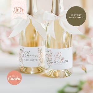 Wildflower Champagne Label | Editable Mini Champagne Label | Bridal Shower Decor | Custom Floral Design Template | Love in Bloom Shower
