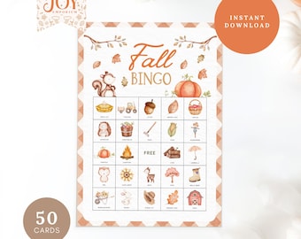 Fall Bingo Game, Printable Autumn Bingo Cards, Kids Fun Activity | Picture Bingo | Seasonal Bingo Fun | Fall Classroom Activity | Fall Game