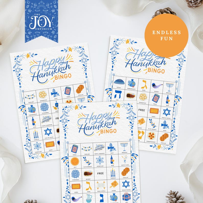 Hanukkah Bingo Game, 50 Printable Cards for Family Fun, Kids Activity ...