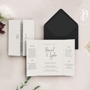 Chelsea Luxury Gatefold Wedding Invitation Templates - Minimalist Wedding Invites - Instant Download - Wedding Template - Printable Invites