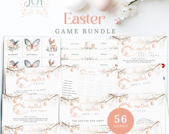 Fun Easter Game Bundle | Printable Games for Family Gathering | Easter Party Activities for All Ages | Instant Download | 56 Printable Games