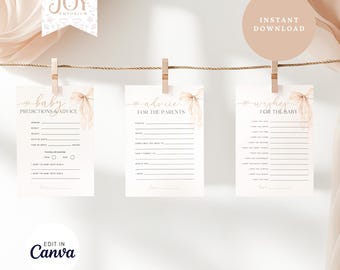 Neutral Bow Baby Shower Spiel: Tipp- und Tippkarten (Instant Download)