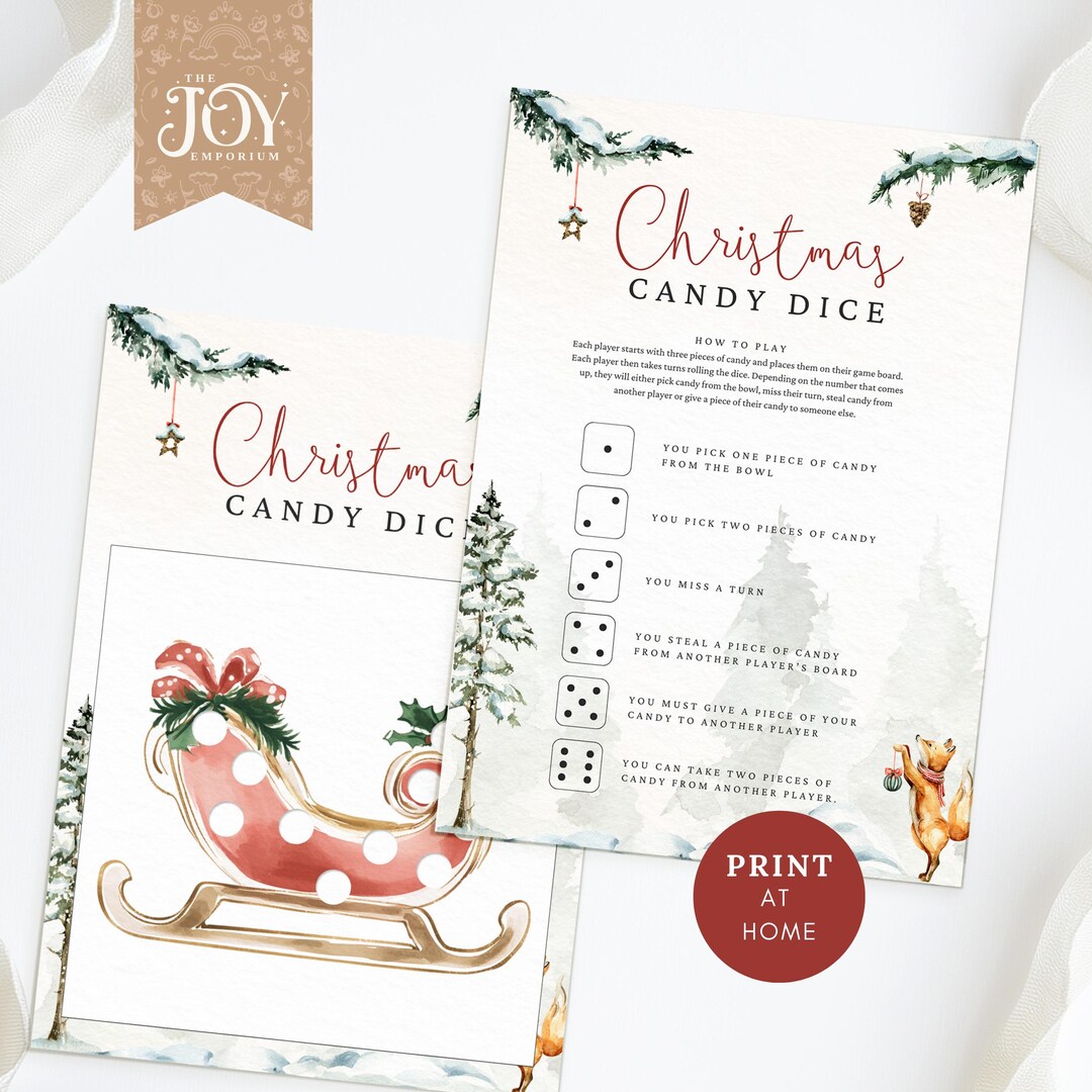 Christmas Candy Dice Game | Fun Printable Activity for Kids | Holiday ...