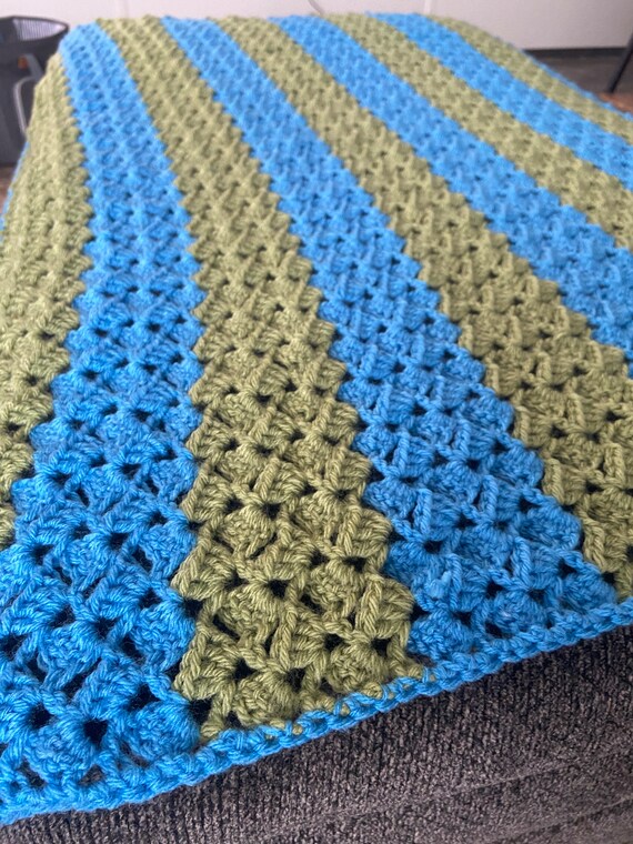 Blue and green baby blanket sale