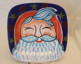 Hand Painted Santa Plate - Made in Italy