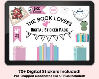 Romance Book Lover Digital Planner Stickers, Bookish Goodnotes Stickers, Romance Book Reader Stickers, Precropped PNG Stickers for Bookworms