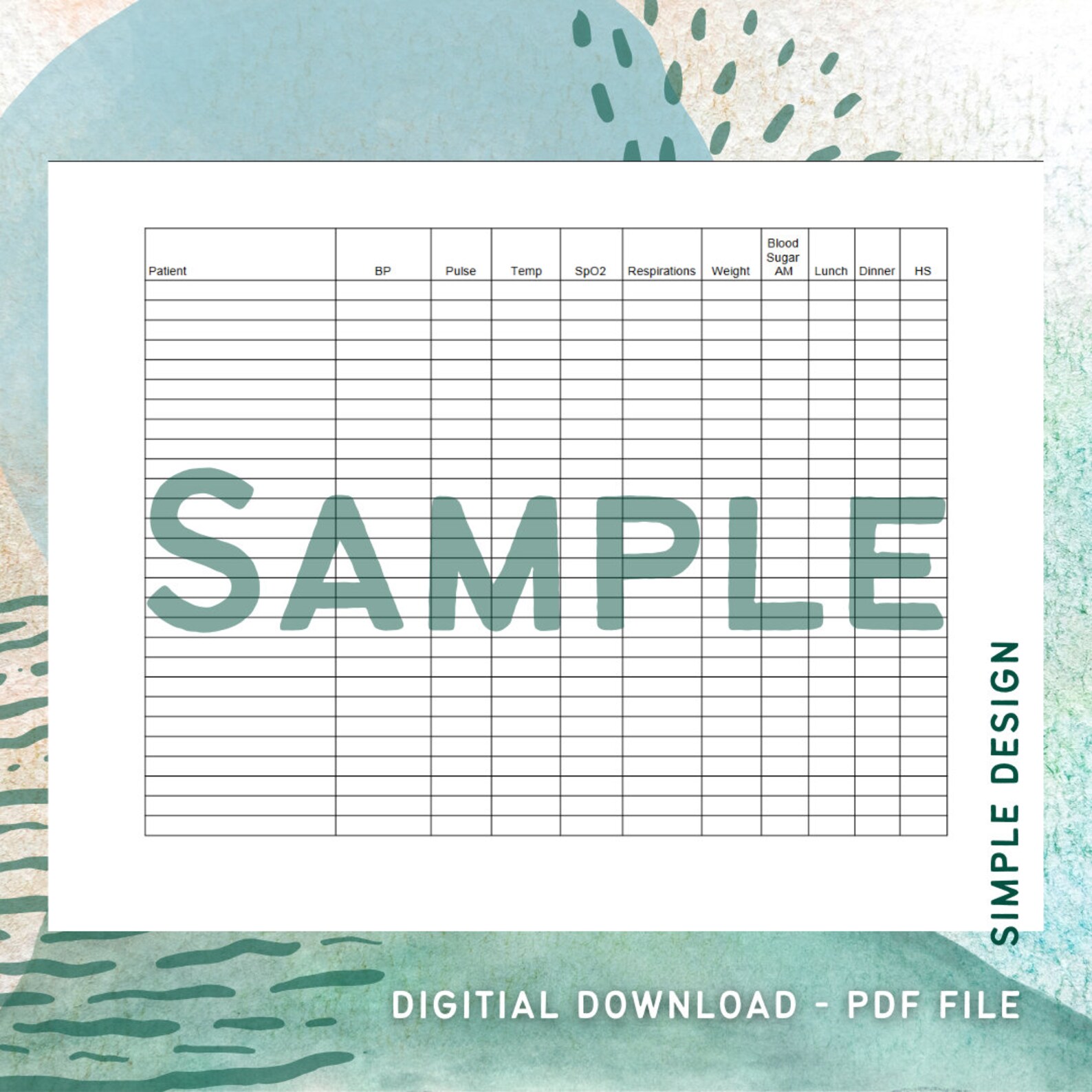 Printable Vitals Sheet for Nurses SNF Vitals LTC Vital - Etsy