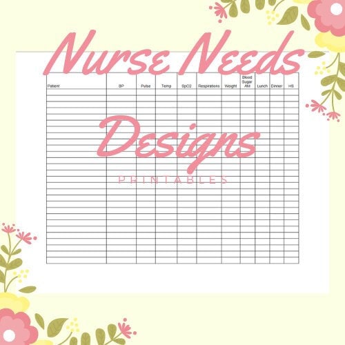 Printable Vitals Sheet for Nurses SNF Vitals LTC Vital - Etsy