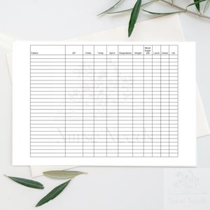 Printable Vitals Sheet for Nurses | SNF vitals, LTC vital sheet, monthly vitals printable, patient vitals paper, Nurse Vitals Sheet, CNA