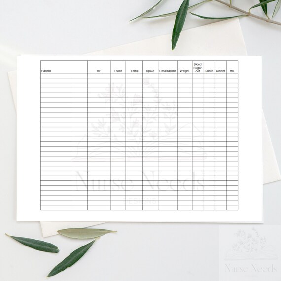 Printable Vitals Sheet for Nurses SNF Vitals LTC Vital - Etsy