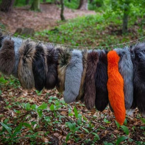 Fox tail keychain, very soft and fluffy fox tail for historical and LARP costumes, Eco Friendly.