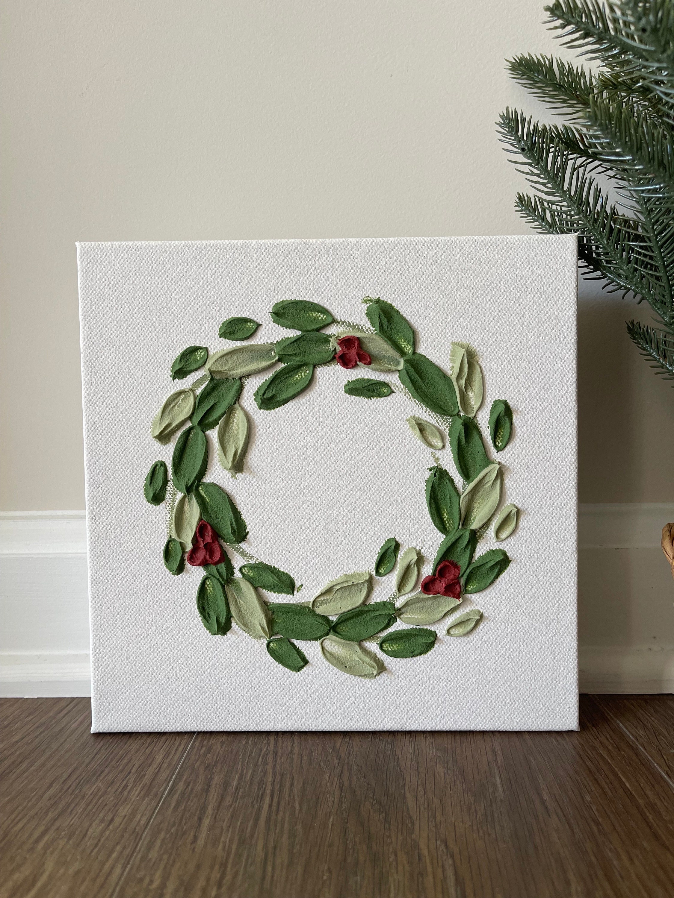 Texture Painting | Christmas Wreath | Textured Acrylic Painting