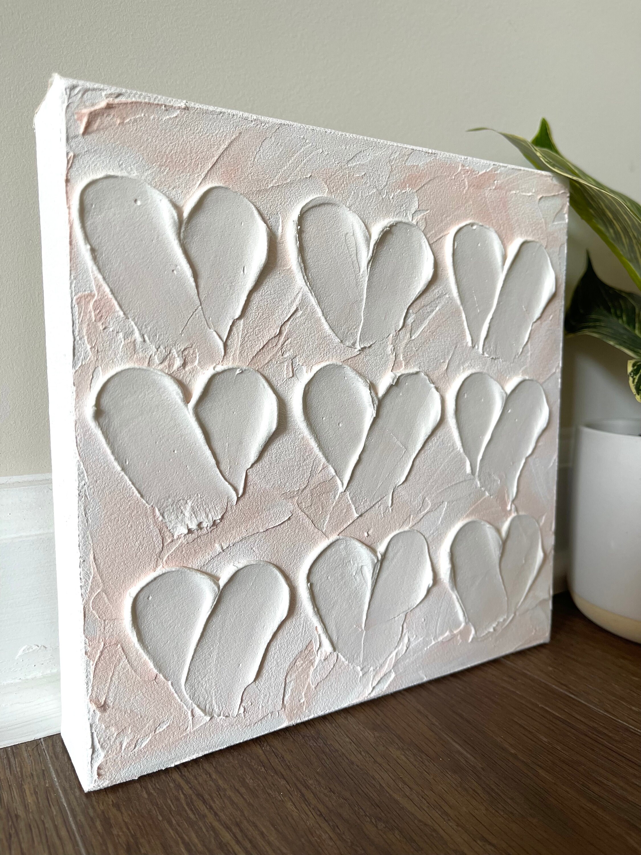 Heart Canvas Art Heart Painting Textured Heart Painting Wall Art