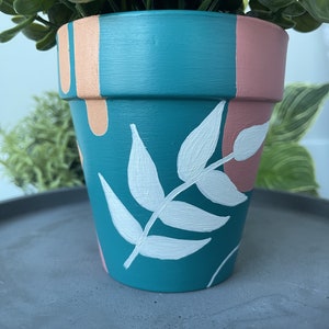 Hand Painted Planter 4 inch Boho Terracotta Pot Clay Pot Boho Decor Home Decor Indoor Planter Flower Pot Gifts for Her image 3