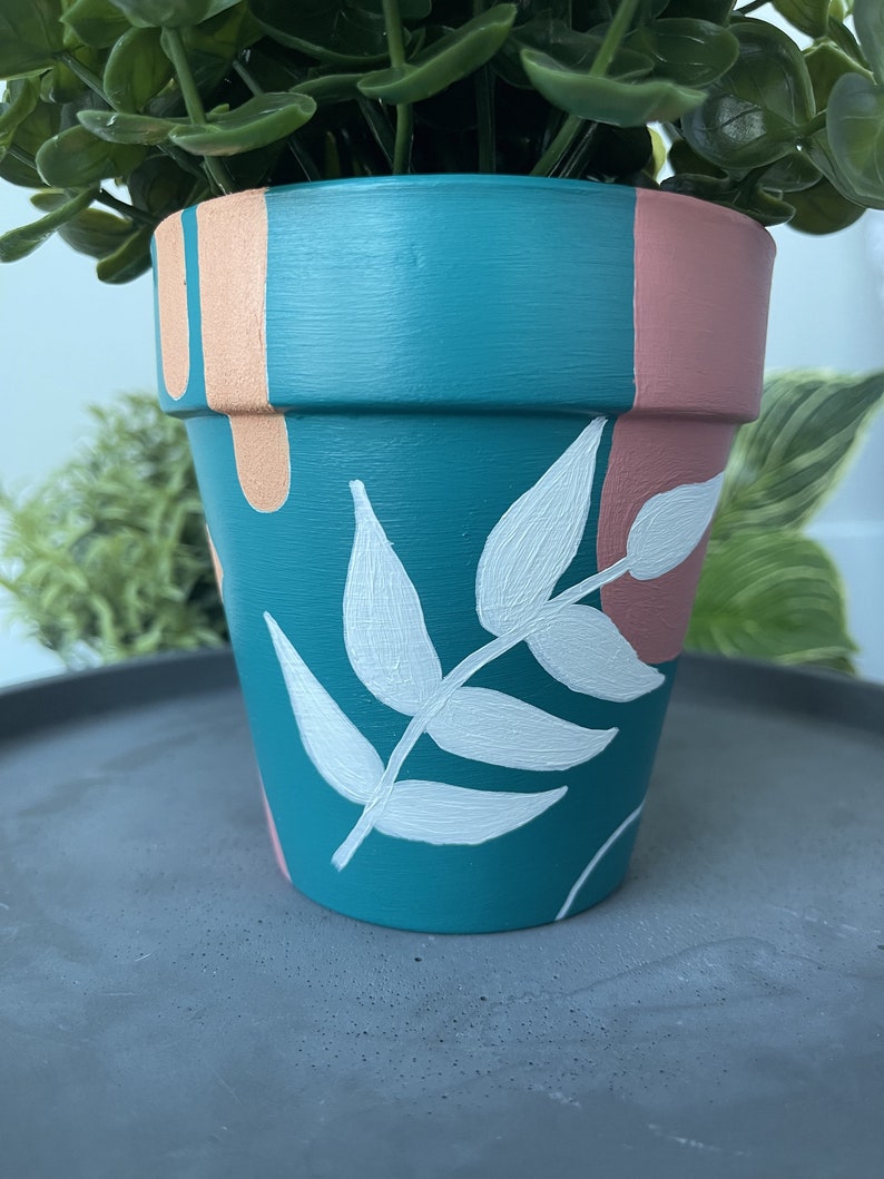 Hand Painted Planter 4 inch Boho Terracotta Pot Clay Pot Boho Decor Home Decor Indoor Planter Flower Pot Gifts for Her image 3