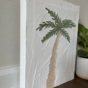 Palm Canvas Art Palm Tree Painting Textured Palm Painting Wall Art Beach Tropical Painting Shelf Decor Gifts Gifts for Her Summer image 2