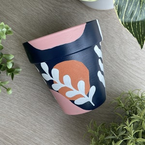 Hand Painted Planter 4 inch Boho Terracotta Pot Clay Pot Boho Decor Home Decor Indoor Planter Flower Pot Gifts for Her image 1