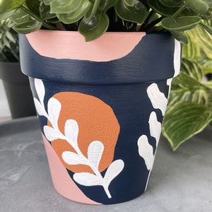 Hand Painted Planter 4 inch Boho Terracotta Pot Clay Pot Boho Decor Home Decor Indoor Planter Flower Pot Gifts for Her image 3