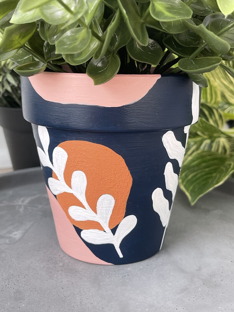 Hand Painted Planter 4 inch Boho Terracotta Pot Clay Pot Boho Decor Home Decor Indoor Planter Flower Pot Gifts for Her image 3