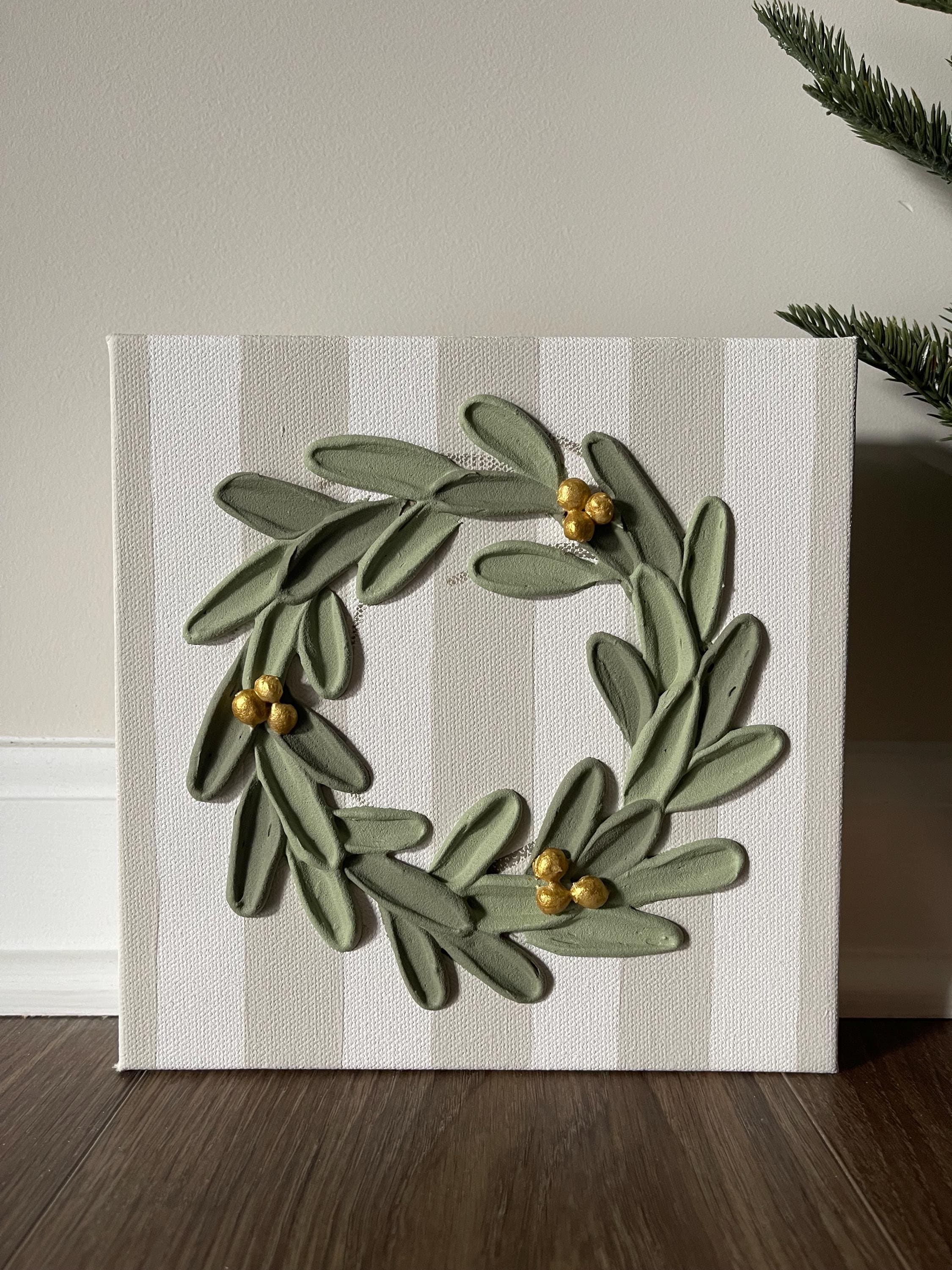 Christmas wreath 絵画原画 アクリル画テクスチャーアート Texture Painting | Christmas Wreath | Textured Acrylic Painting