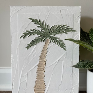 Palm Canvas Art Palm Tree Painting Textured Palm Painting Wall Art Beach Tropical Painting Shelf Decor Gifts Gifts for Her Summer image 1