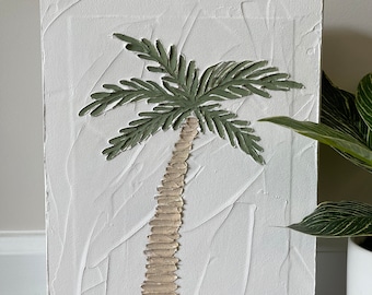 Palm Canvas Art| Palm Tree Painting| Textured Palm Painting| Wall Art| Beach| Tropical Painting| Shelf Decor| Gifts| Gifts for Her| Summer