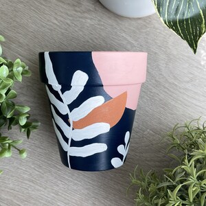 Hand Painted Planter 4 inch Boho Terracotta Pot Clay Pot Boho Decor Home Decor Indoor Planter Flower Pot Gifts for Her image 2