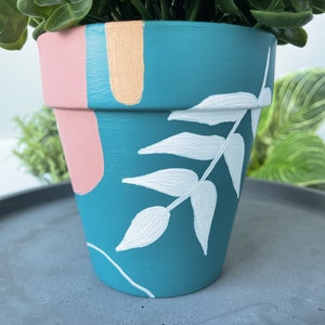 Hand Painted Planter 4 inch Boho Terracotta Pot Clay Pot Boho Decor Home Decor Indoor Planter Flower Pot Gifts for Her image 4