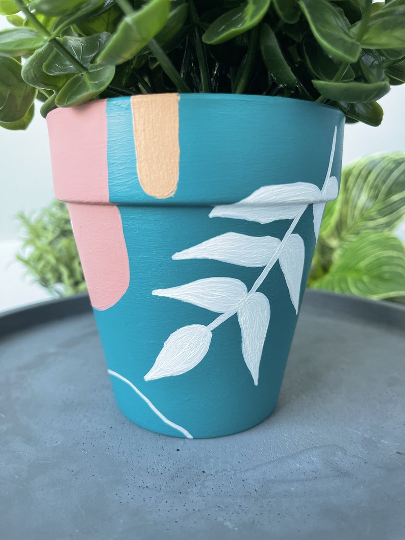 Hand Painted Planter 4 inch Boho Terracotta Pot Clay Pot Boho Decor Home Decor Indoor Planter Flower Pot Gifts for Her image 4