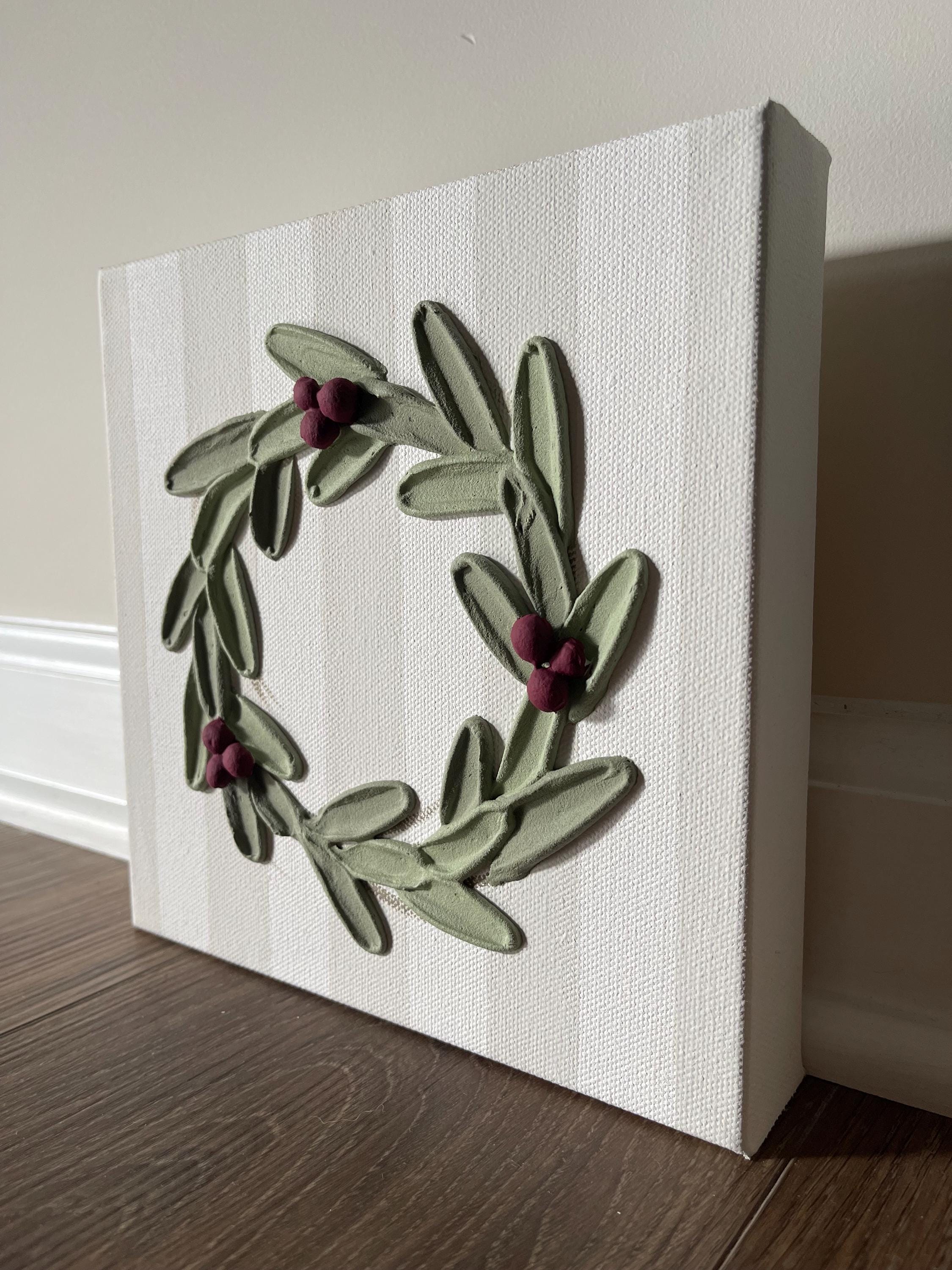 Christmas wreath 絵画原画 アクリル画テクスチャーアート Texture Painting | Christmas Wreath | Textured Acrylic Painting