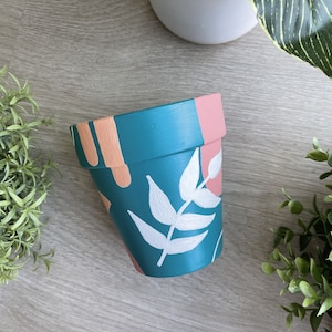 Hand Painted Planter 4 inch Boho Terracotta Pot Clay Pot Boho Decor Home Decor Indoor Planter Flower Pot Gifts for Her image 1