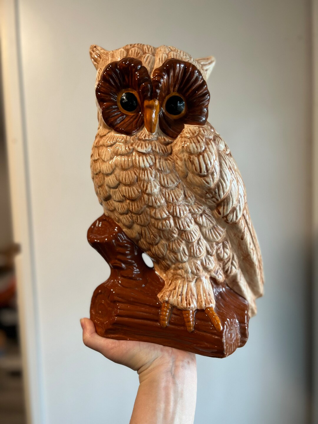 Large Mid Century Modern, Vintage Owl Statue, Atlantic Mold Co. Ceramic