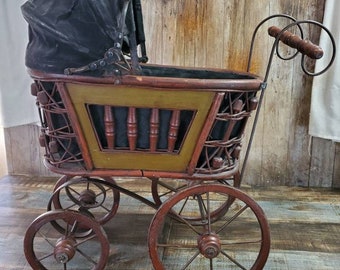 antique wicker doll buggy